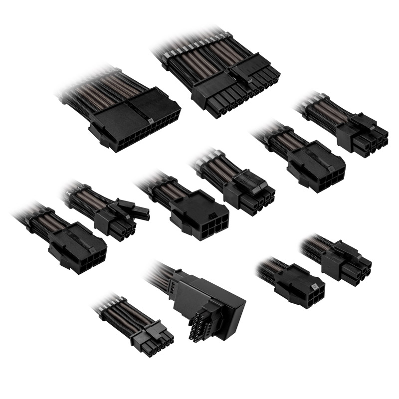 Kit di prolunga cavo intrecciato Core Pro 12V-2x6 tipo 1 - Jet Black/Grigio canna di fucile