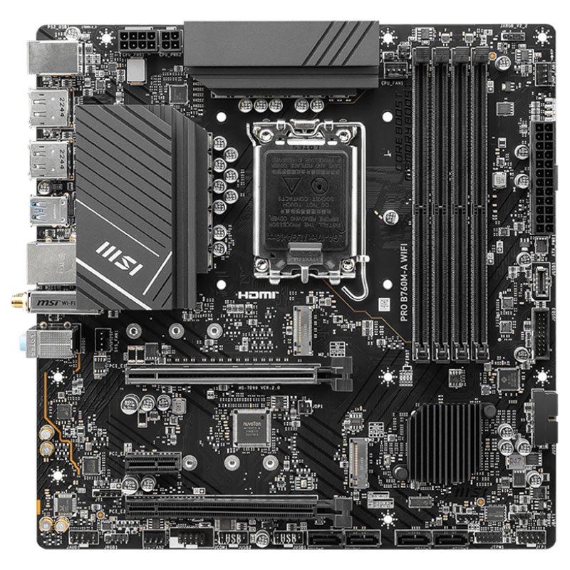 MB MSI PRO B760M-A WIFI DDR5 S1700 4D5 2M.2 4S3 U3.2 GBL H/D MATX