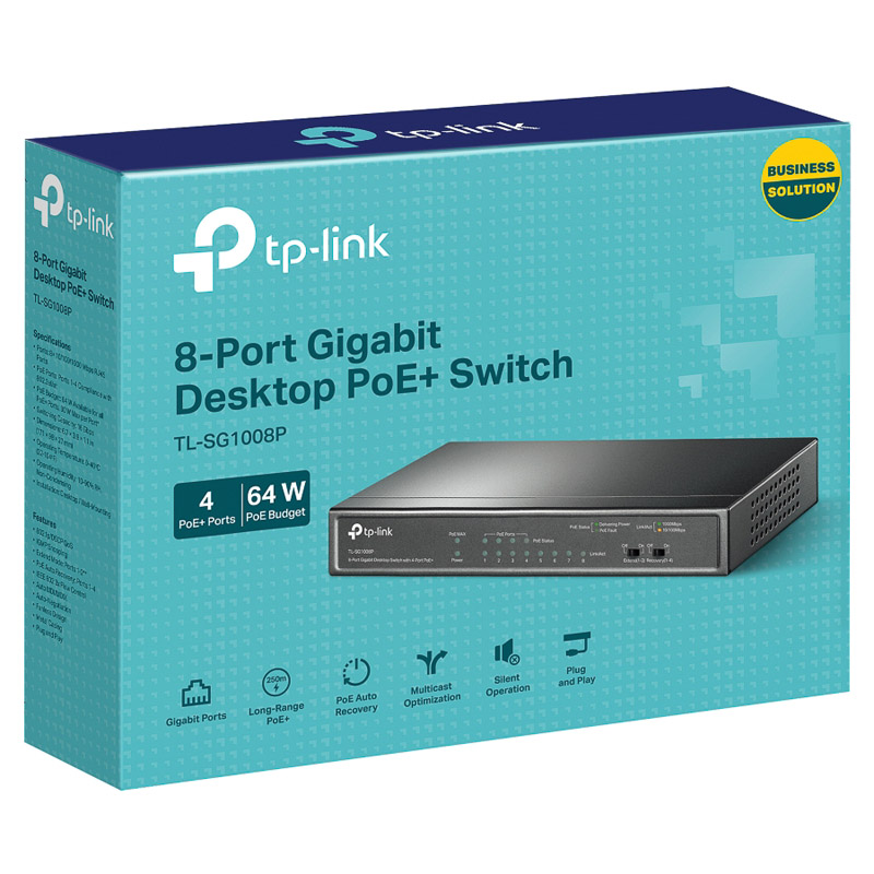 Desktop switch 8 porte gigabit 4 porte PoE 55W TL-SG1008P